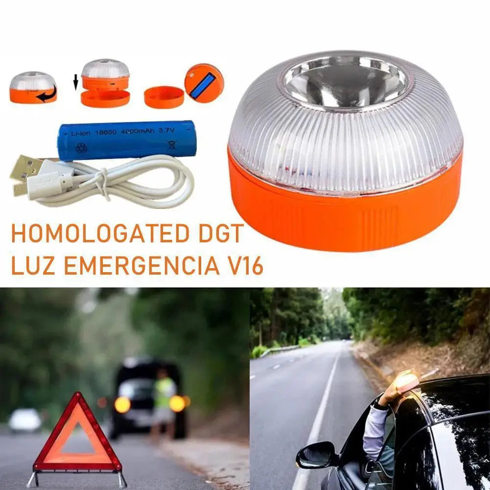 Emergency Light V16 Homologated Dgt Approved Car Emergency Beacon Light Rechargeable Magnetic Induction Strobe Light