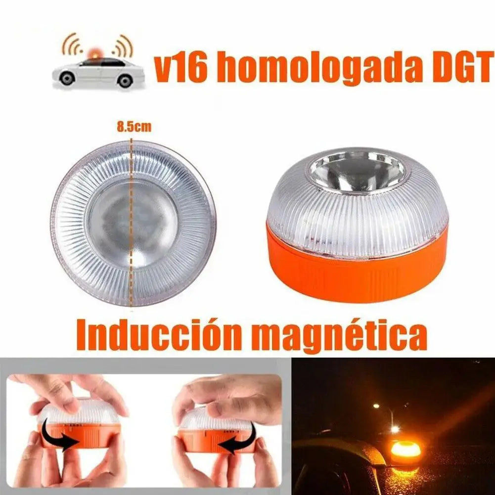 Emergency Light V16 Homologated Dgt Approved Car Emergency Beacon Light Rechargeable Magnetic Induction Strobe Light