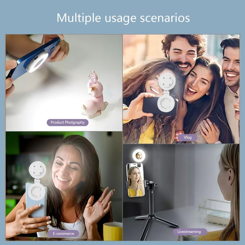 Aro de Luz LED 360° 3-en-1 con Espejo y Soporte para Móvil – Ideal para Maquillaje, Selfies y Streaming
